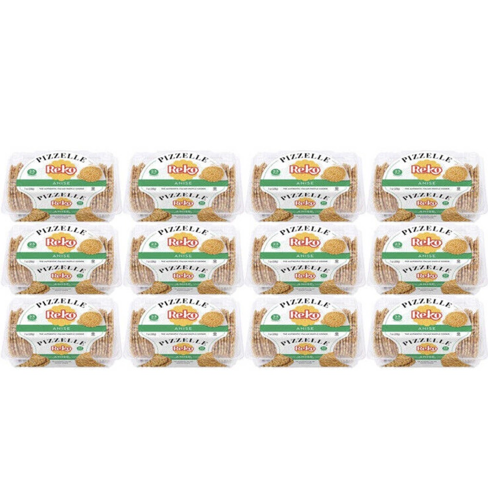 12 Packs - Reko Anise Pizzelle Italian Waffle Cookie 7oz each pack
